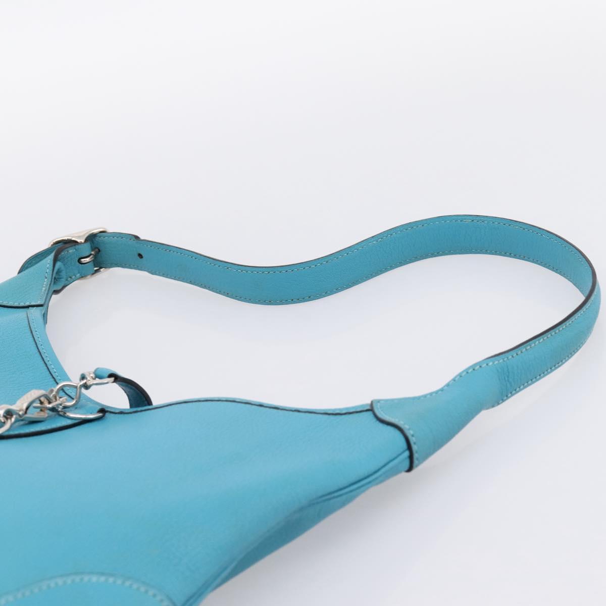 HERMES Trim 31 Shoulder Bag Leather Light Blue Silver Auth 203229V