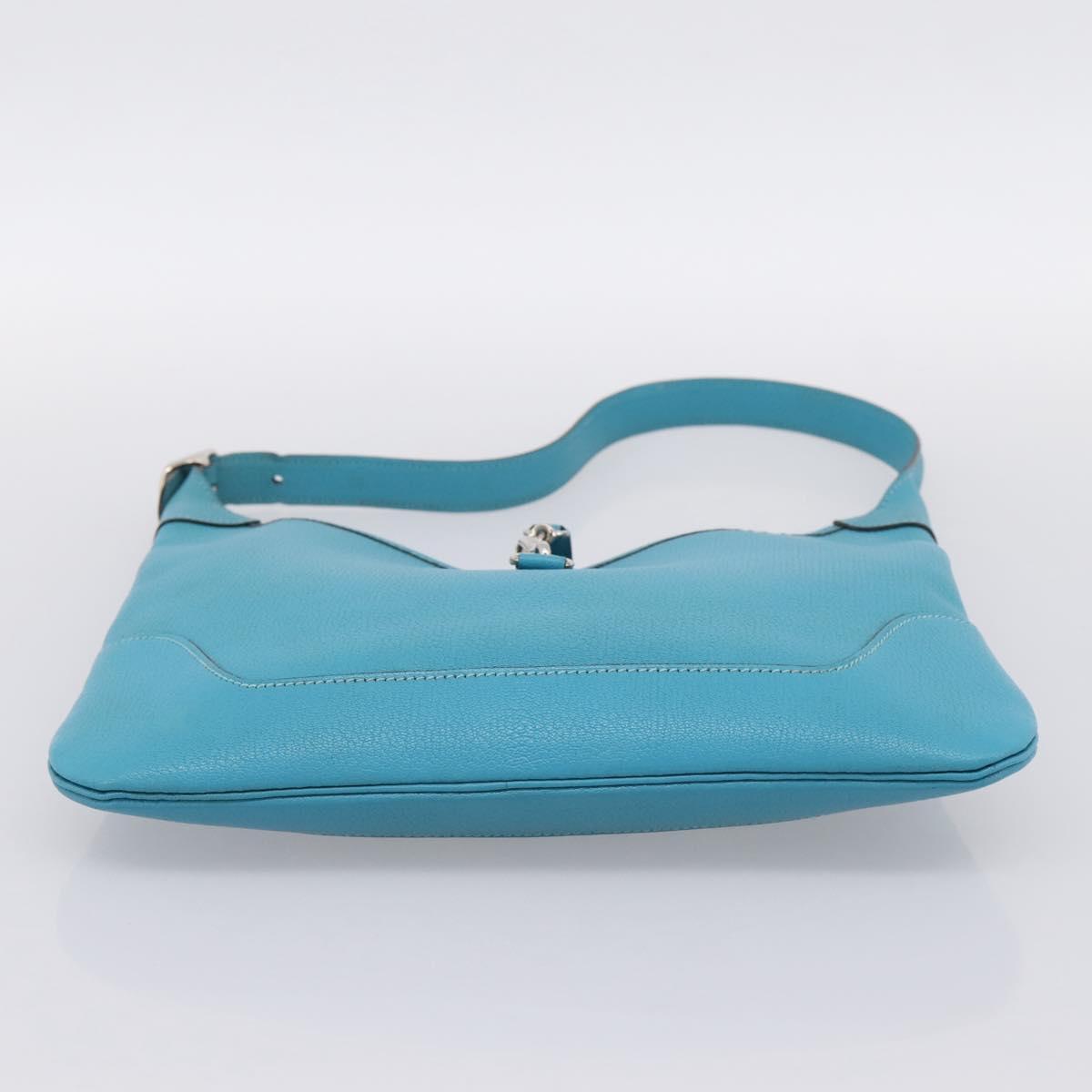 HERMES Trim 31 Shoulder Bag Leather Light Blue Silver Auth 203229V