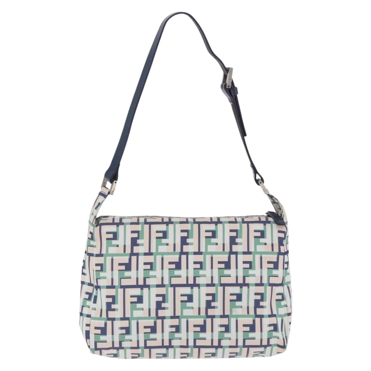 FENDI Zucca Canvas Mamma Baguette Shoulder Bag Multicolor Silver Auth 203230M