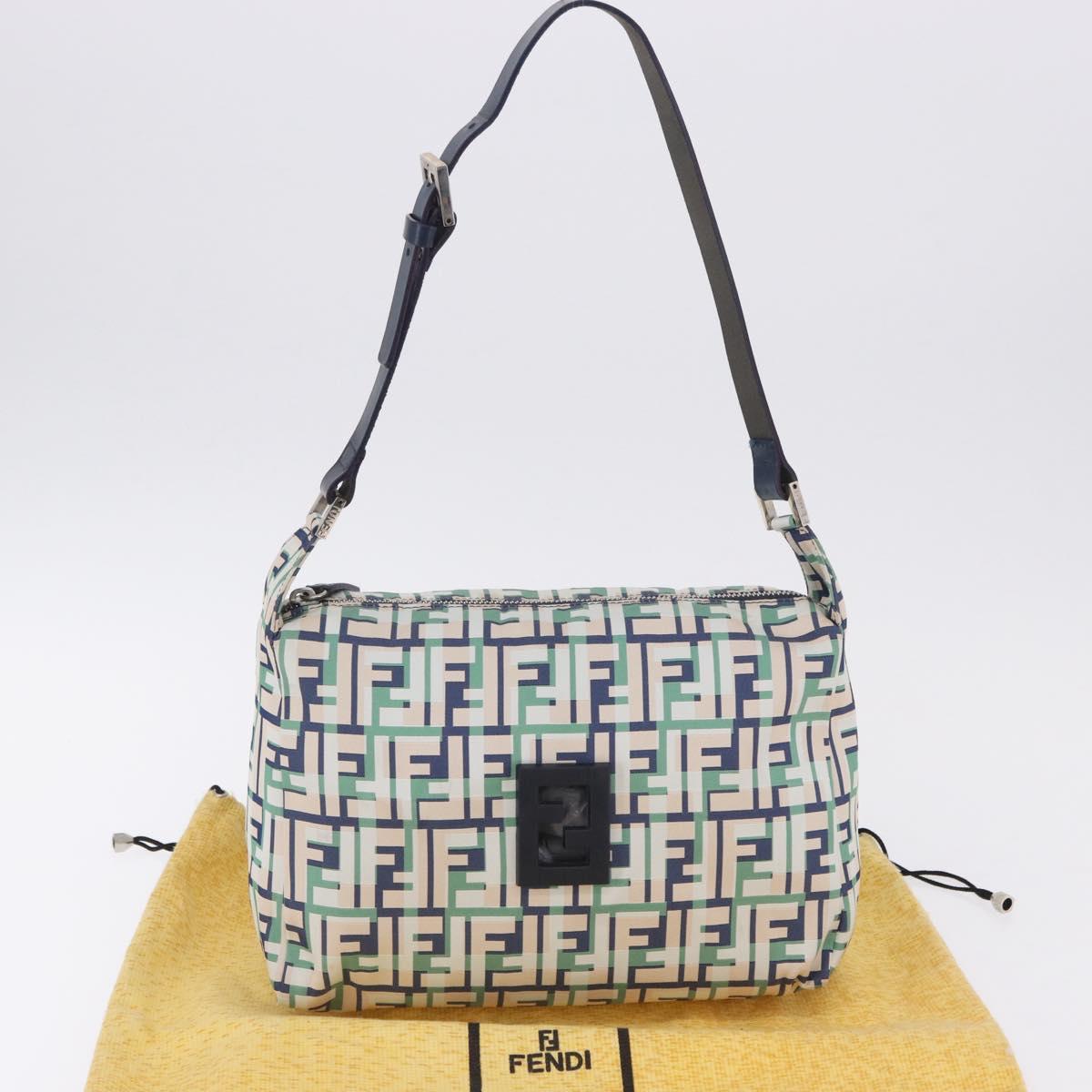 FENDI Zucca Canvas Mamma Baguette Shoulder Bag Multicolor Silver Auth 203230M