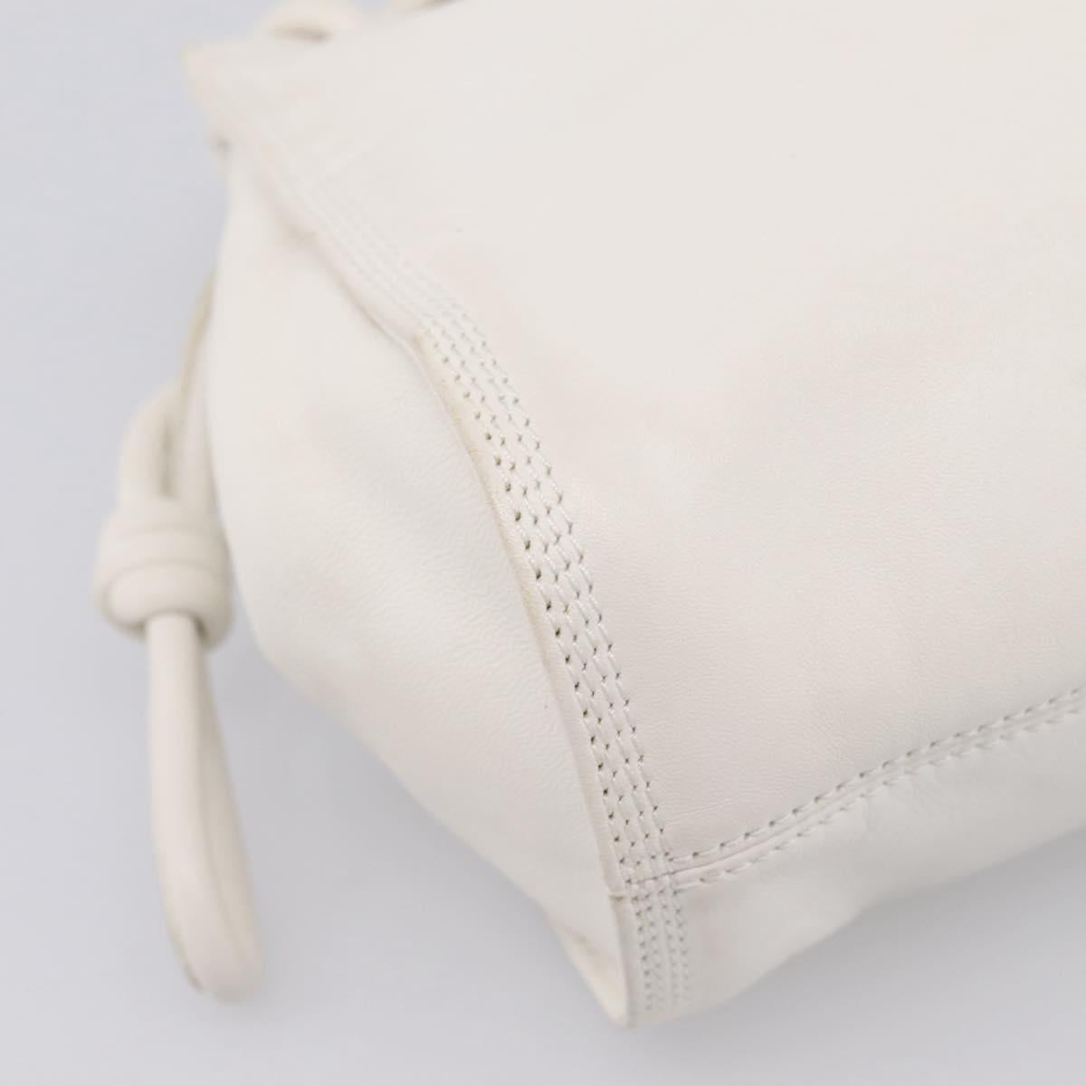 LOEWE Hand Bag Leather White Silver Auth 203231A