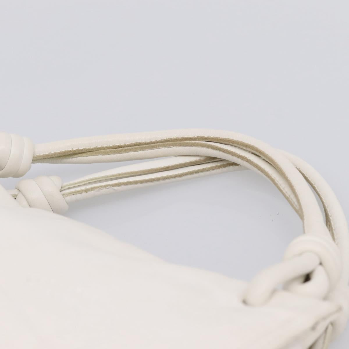 LOEWE Hand Bag Leather White Silver Auth 203231A
