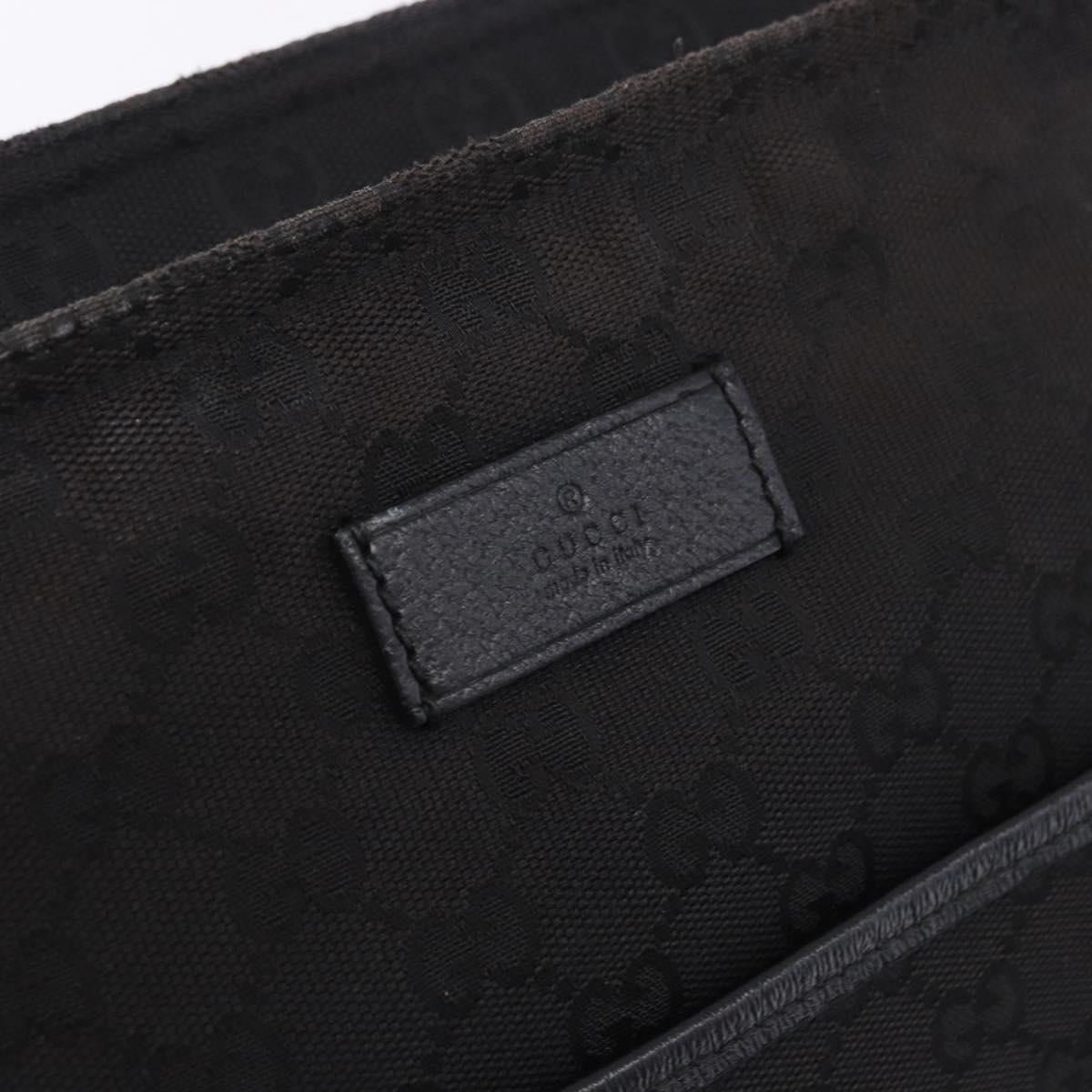 GUCCI GG Canvas Web Sherry Line Shoulder Bag Black Silver 189751 Auth 203232A