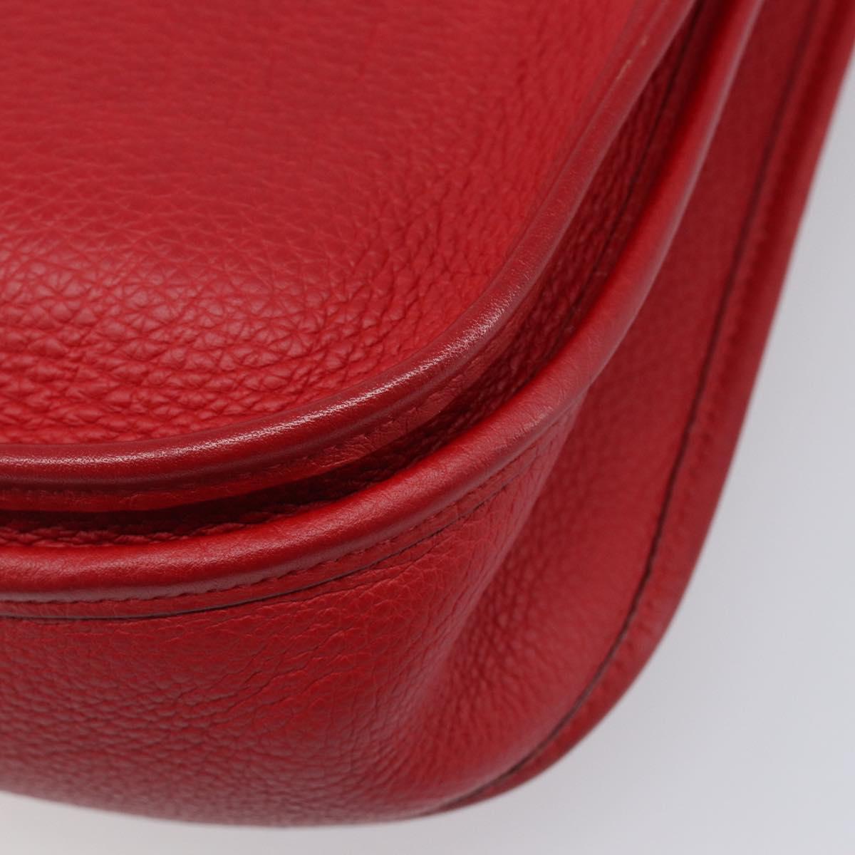 HERMES Evelyn 2 PM Shoulder Bag Taurillon Clemence Red Silver Auth 203233V