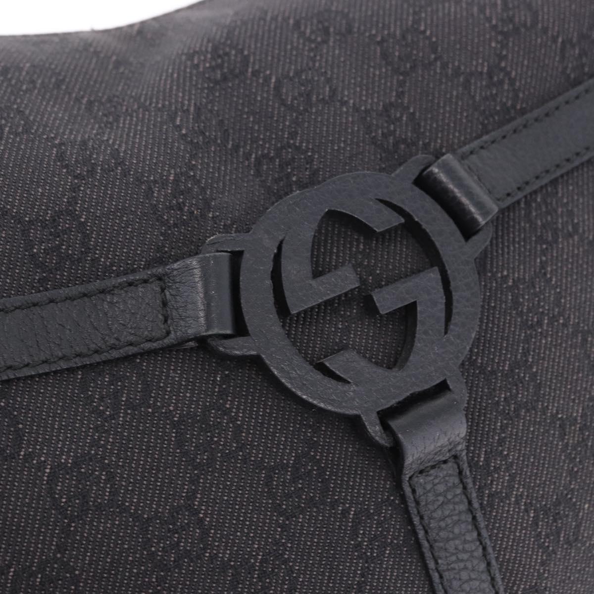 GUCCI GG Canvas Shoulder Bag Outlet Black Gold 257292 Auth 203234A