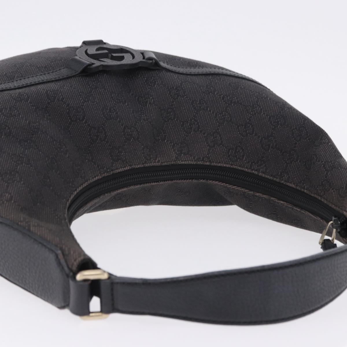 GUCCI GG Canvas Shoulder Bag Outlet Black Gold 257292 Auth 203234A
