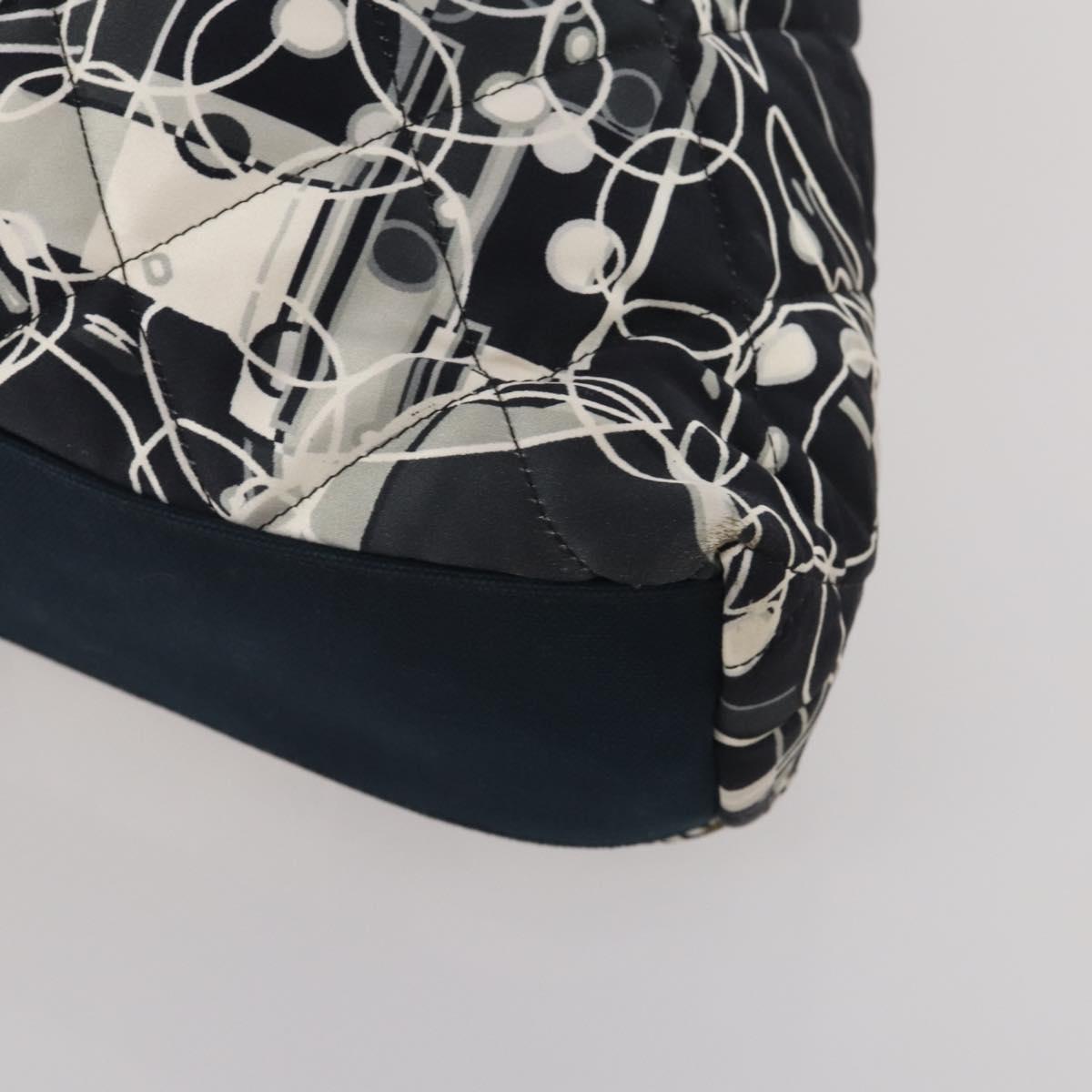 CHANEL Chain Tote Bag Nylon Black Silver CC Auth 203235A
