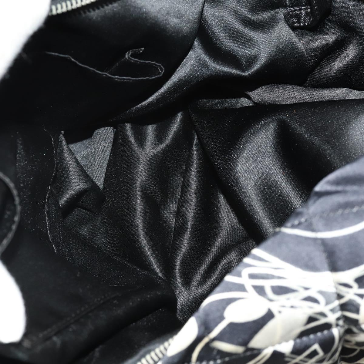CHANEL Chain Tote Bag Nylon Black Silver CC Auth 203235A