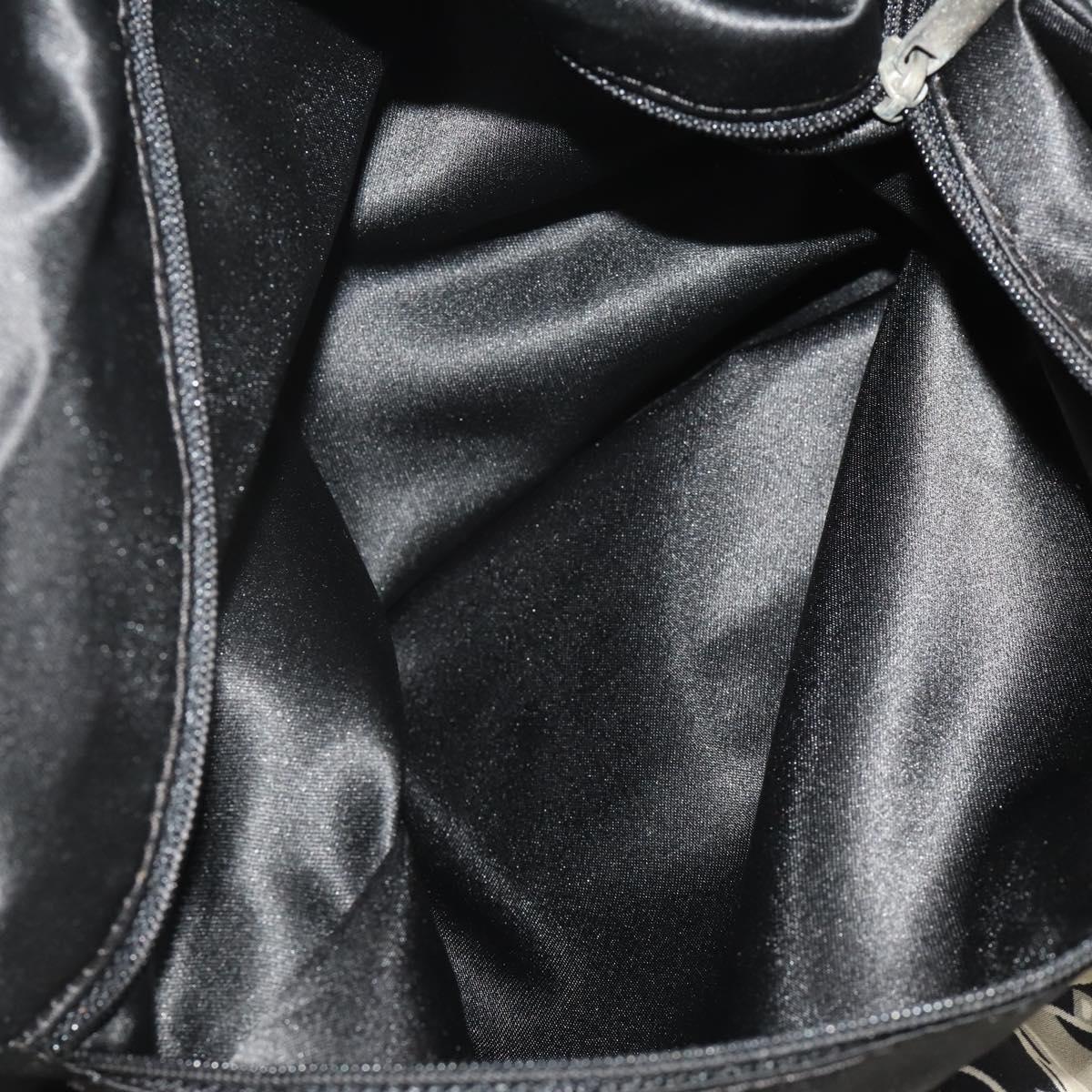 CHANEL Chain Tote Bag Nylon Black Silver CC Auth 203235A