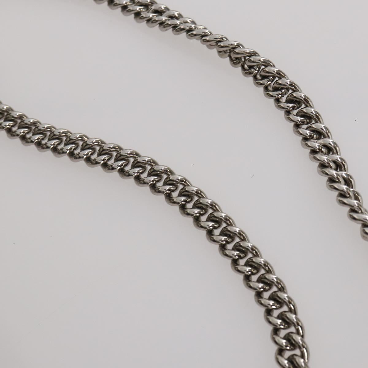 CHANEL Chain Tote Bag Nylon Black Silver CC Auth 203235A