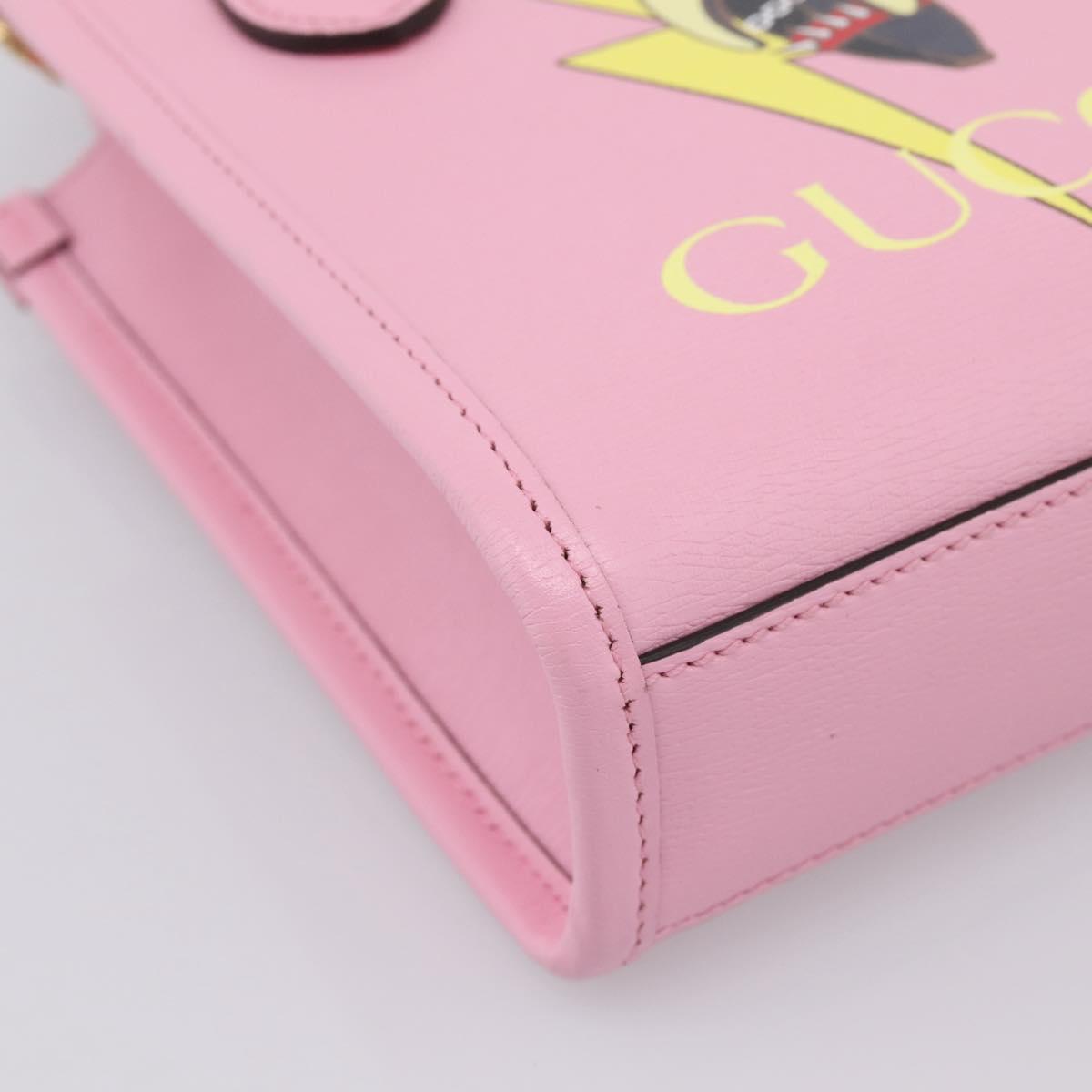 GUCCI Bananya Tote Bag Leather 2way Pink Gold 671623 Auth 203236M