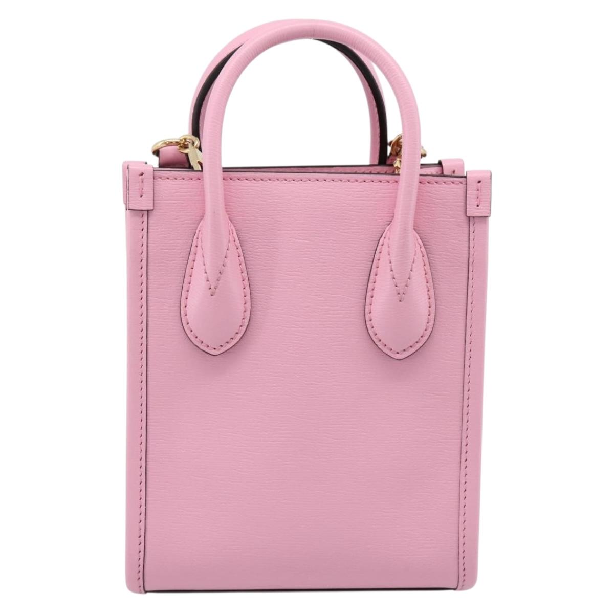 GUCCI Bananya Tote Bag Leather 2way Pink Gold 671623 Auth 203236M