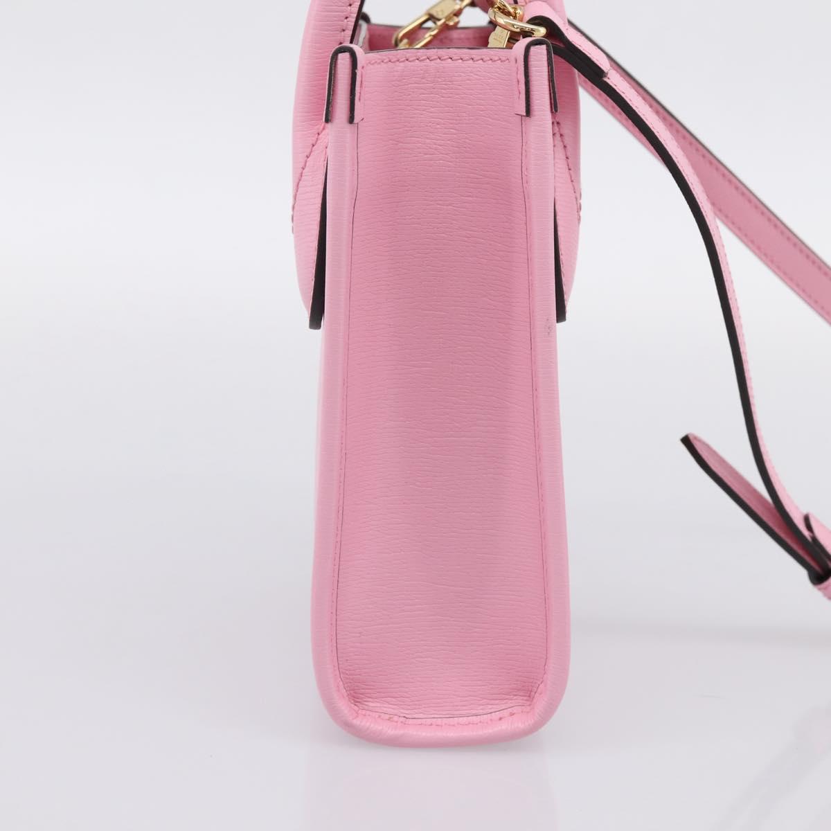 GUCCI Bananya Tote Bag Leather 2way Pink Gold 671623 Auth 203236M