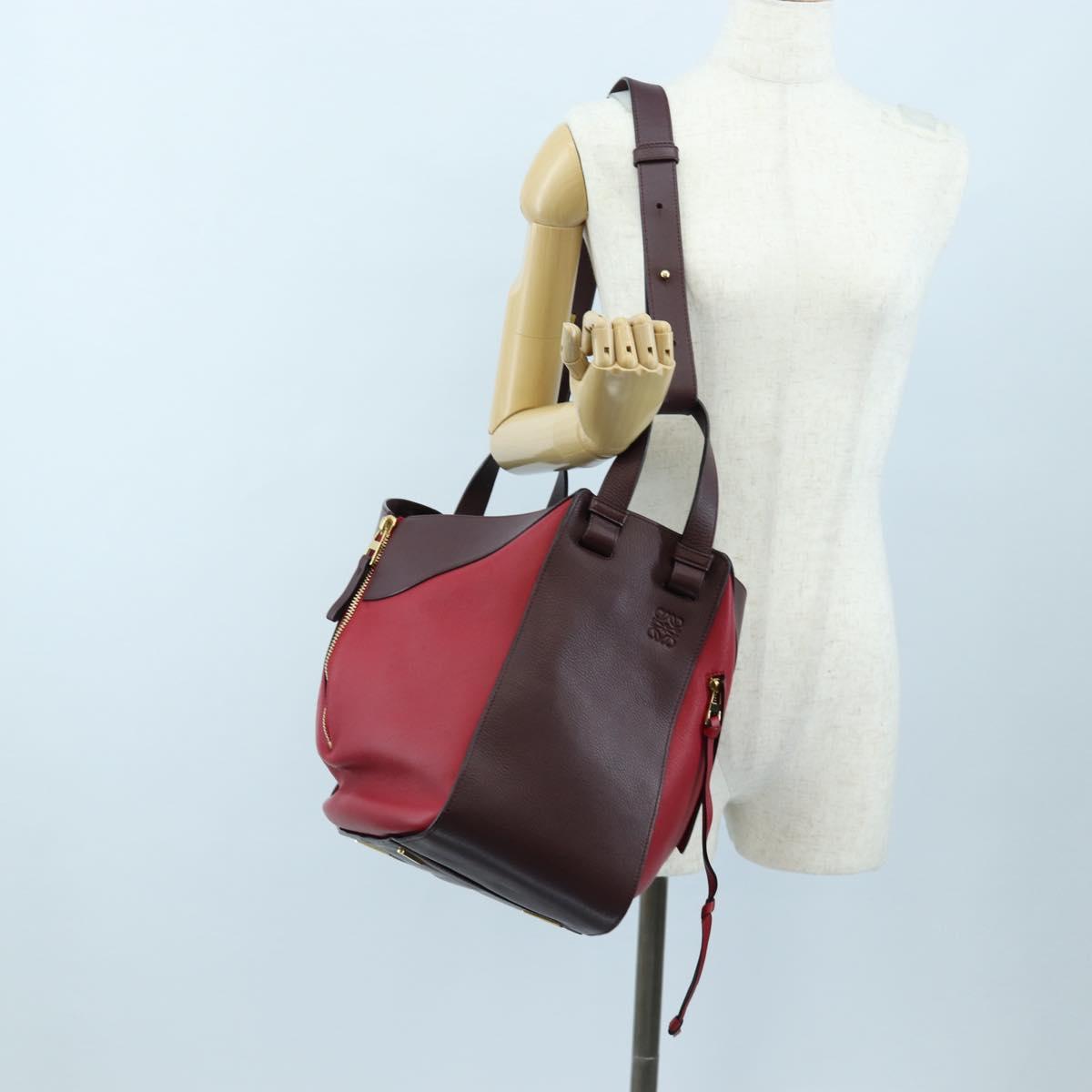 LOEWE Hammock Shoulder Bag Leather Red Gold Auth 203238M