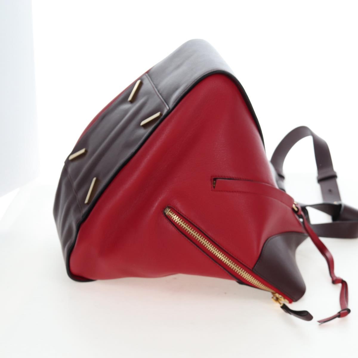 LOEWE Hammock Shoulder Bag Leather Red Gold Auth 203238M