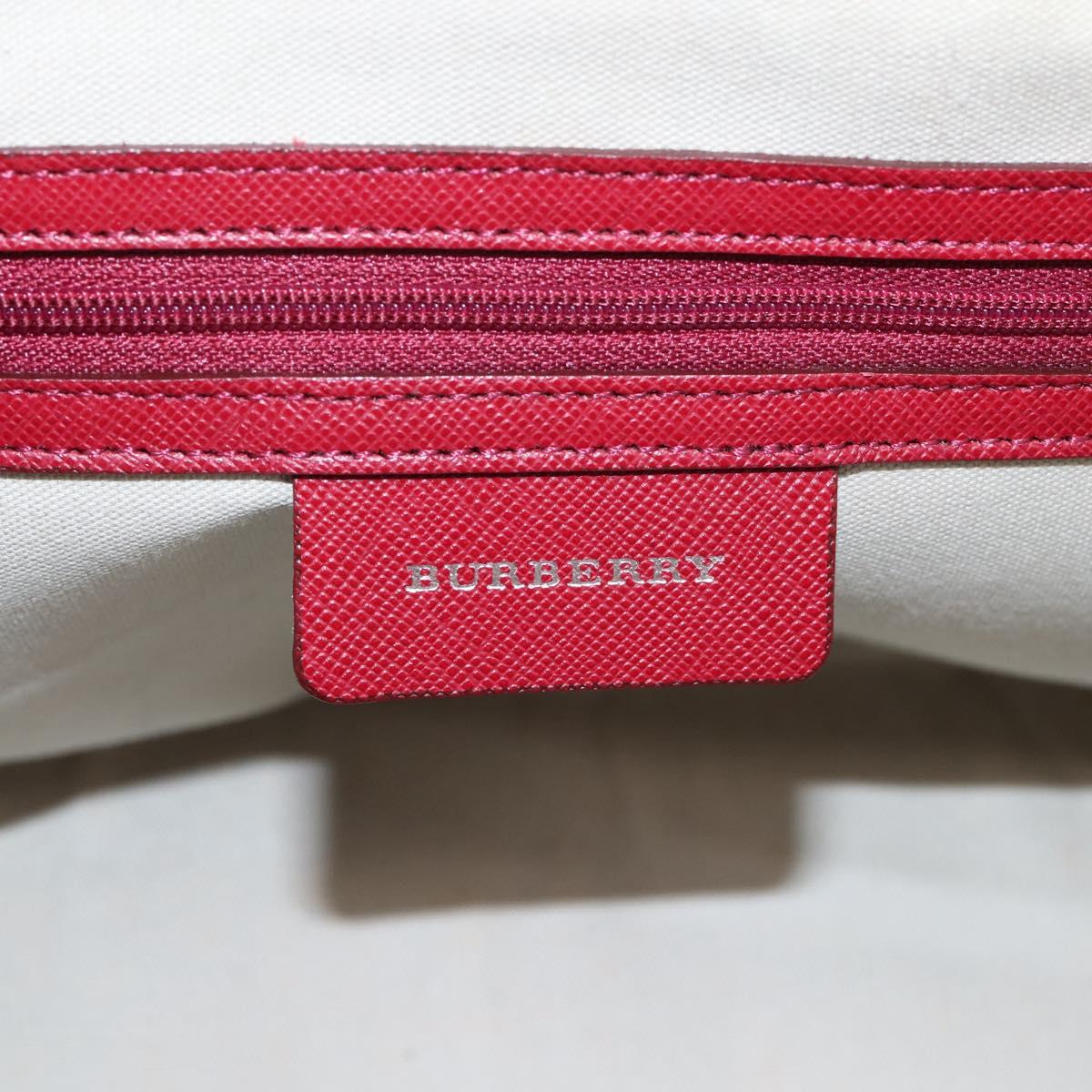 BURBERRY Nova Check Hand Bag Canvas Beige Silver Auth 203239A