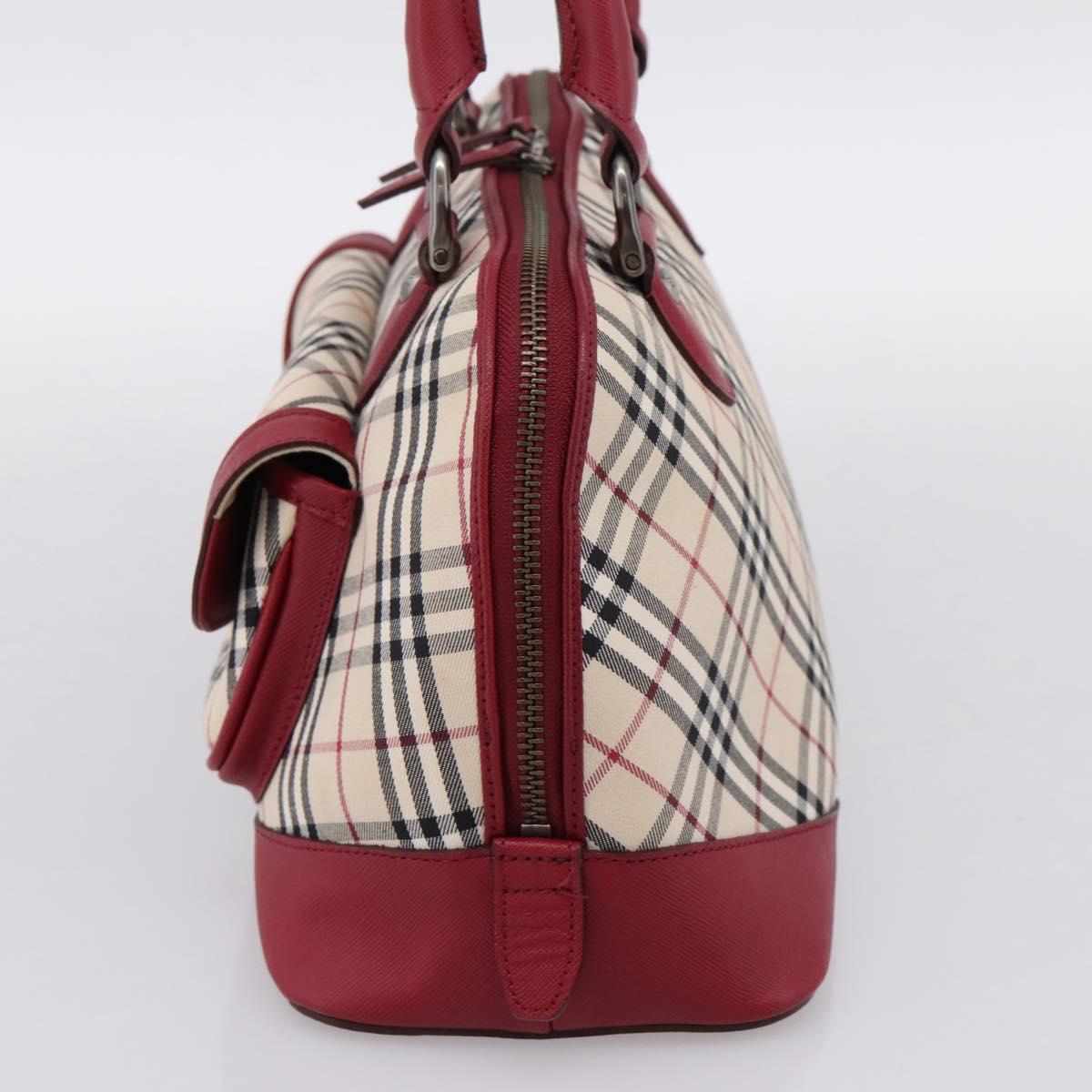 BURBERRY Nova Check Hand Bag Canvas Beige Silver Auth 203239A
