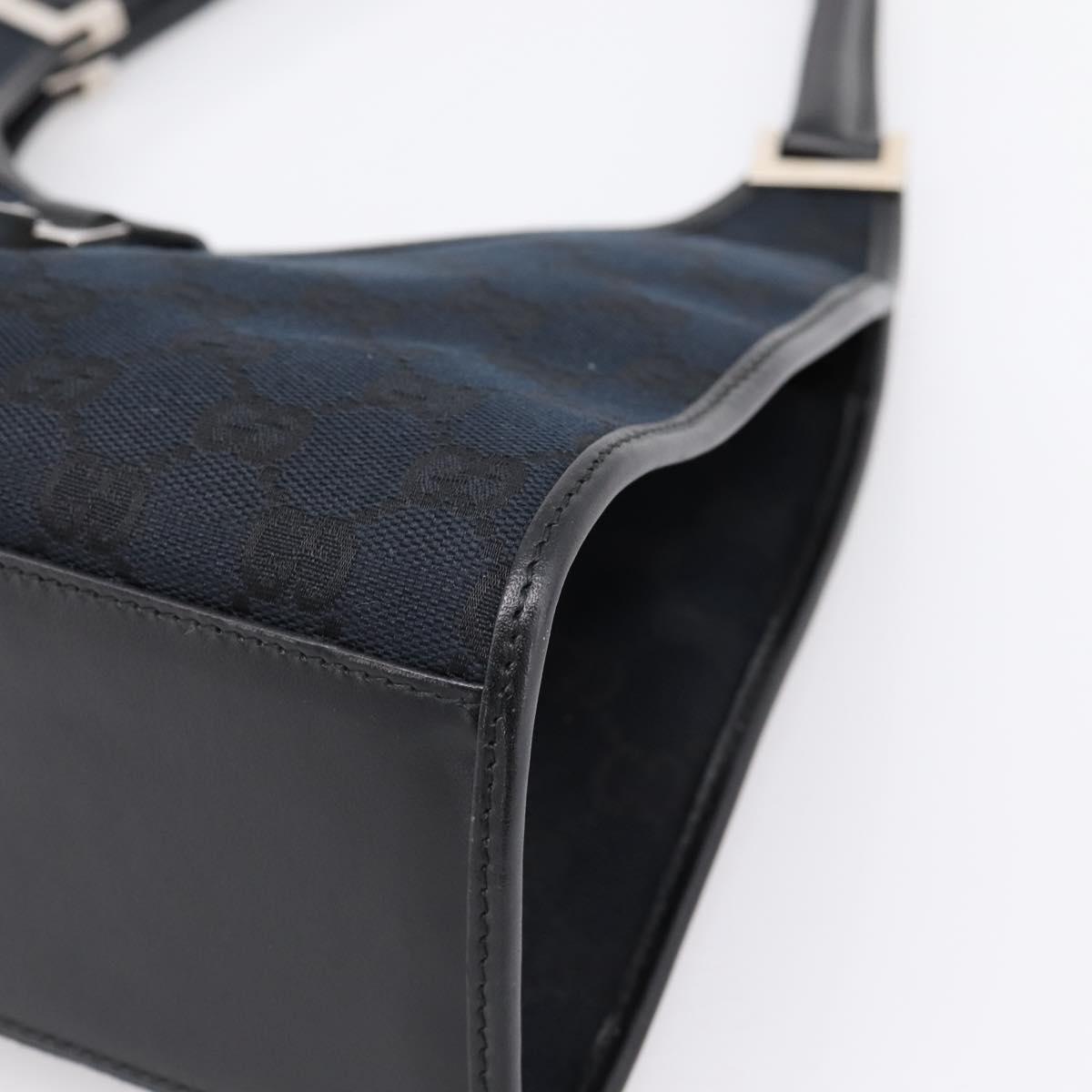 GUCCI GG Canvas Jackie Hand Bag Black Silver 002 1067 Auth 203240V
