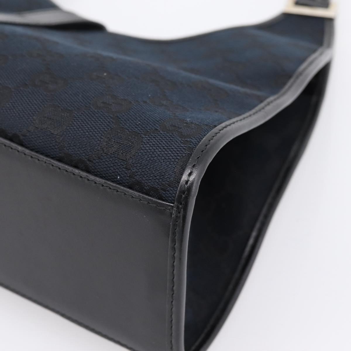 GUCCI GG Canvas Jackie Hand Bag Black Silver 002 1067 Auth 203240V