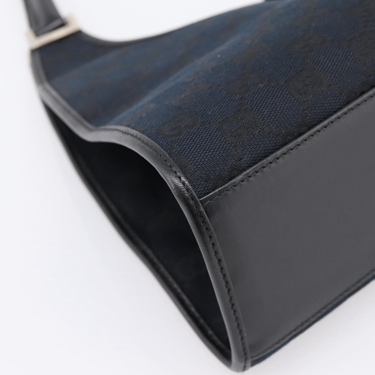 GUCCI GG Canvas Jackie Hand Bag Black Silver 002 1067 Auth 203240V
