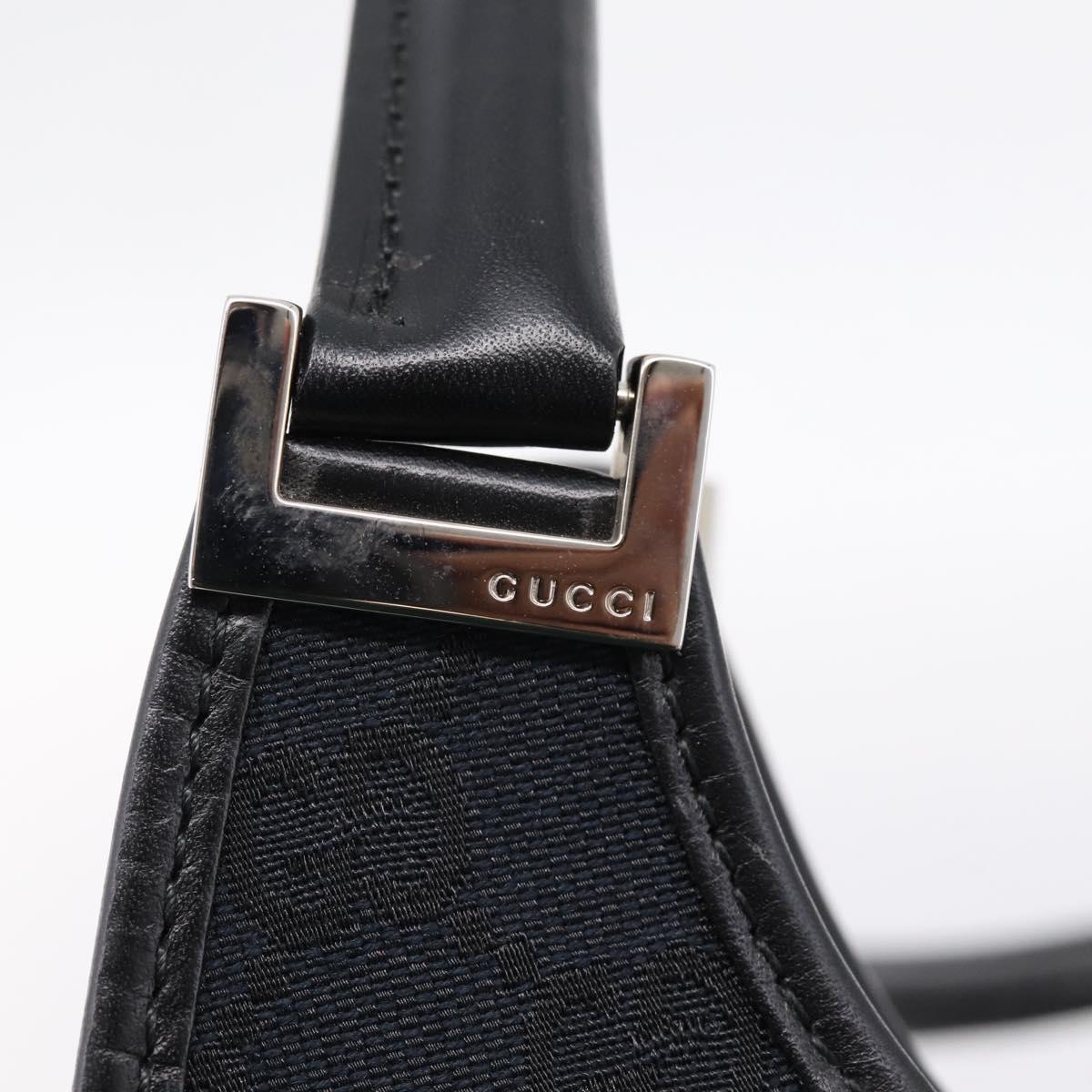 GUCCI GG Canvas Jackie Hand Bag Black Silver 002 1067 Auth 203240V