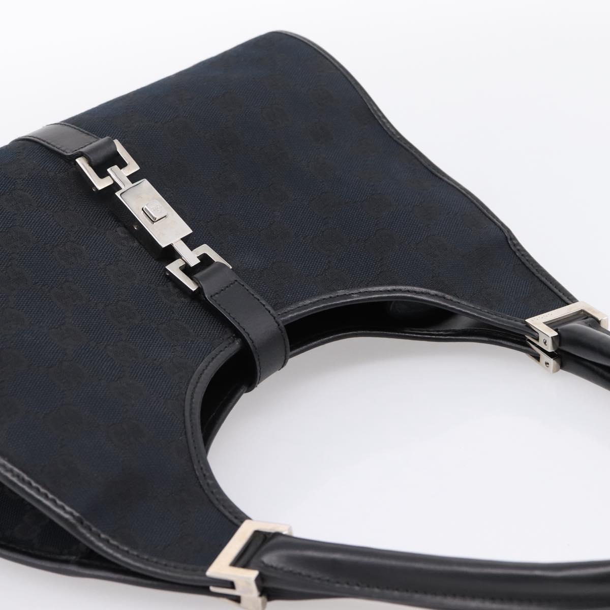 GUCCI GG Canvas Jackie Hand Bag Black Silver 002 1067 Auth 203240V