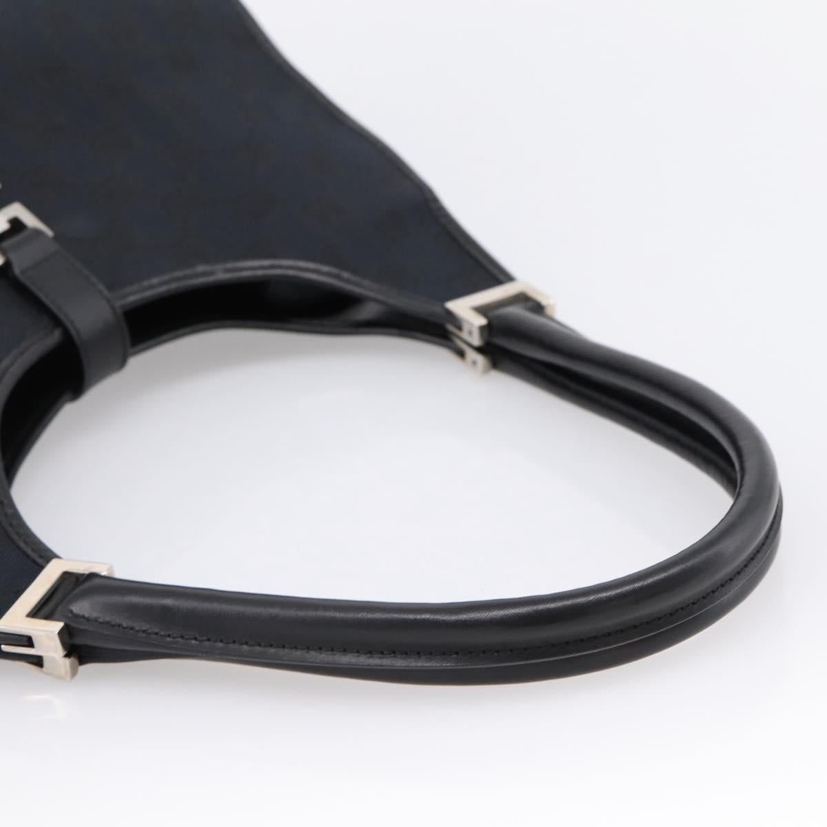 GUCCI GG Canvas Jackie Hand Bag Black Silver 002 1067 Auth 203240V