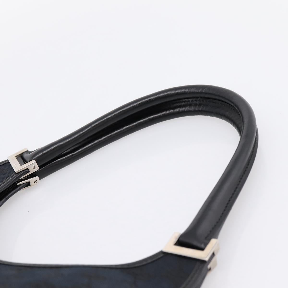 GUCCI GG Canvas Jackie Hand Bag Black Silver 002 1067 Auth 203240V