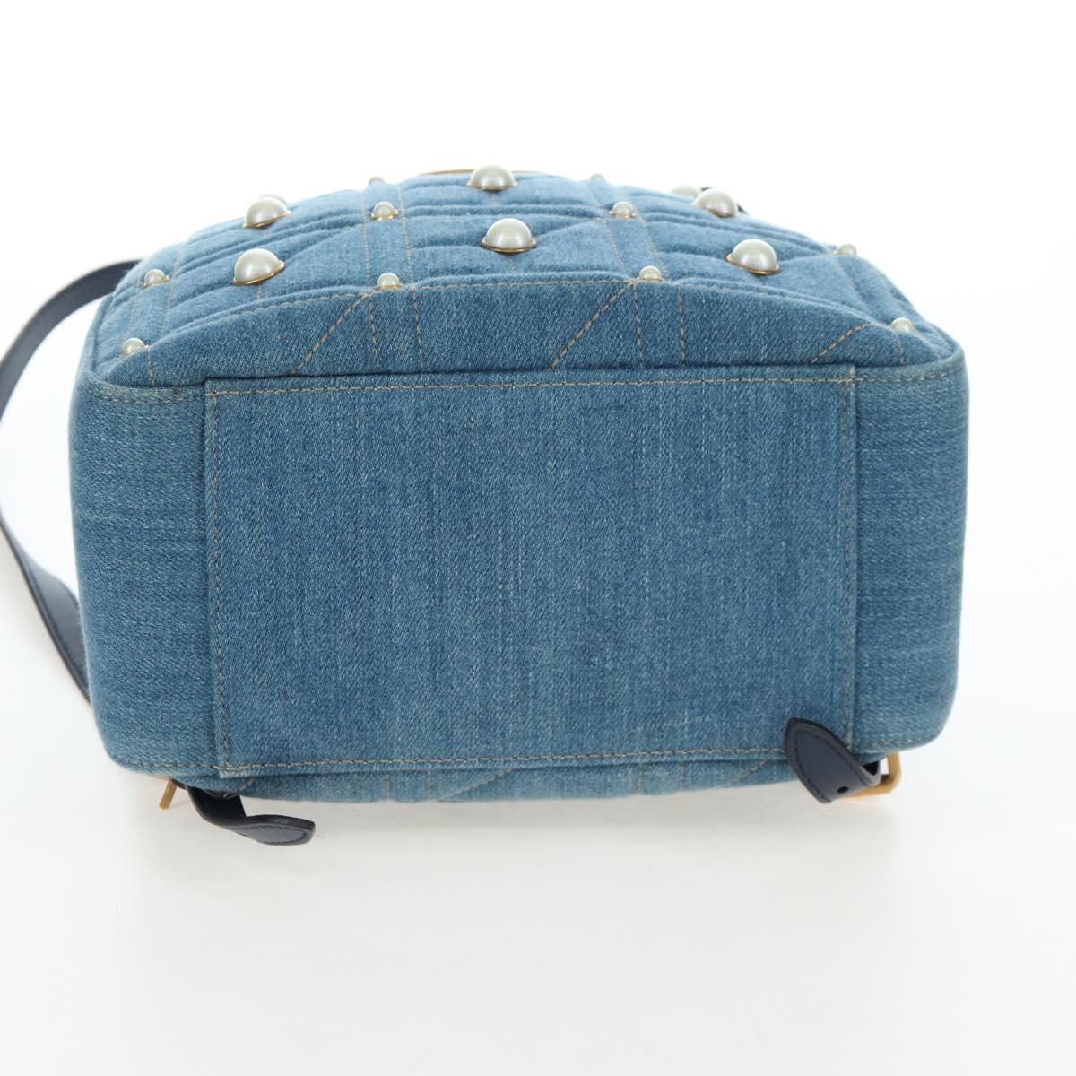 GUCCI GG Marmont Backpack Denim Blue Gold 476671 Auth 203241M