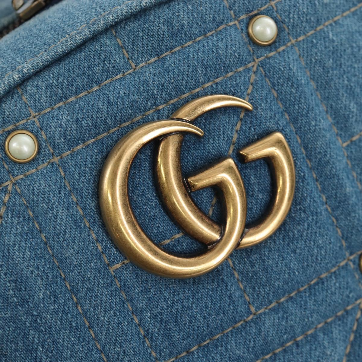 GUCCI GG Marmont Backpack Denim Blue Gold 476671 Auth 203241M