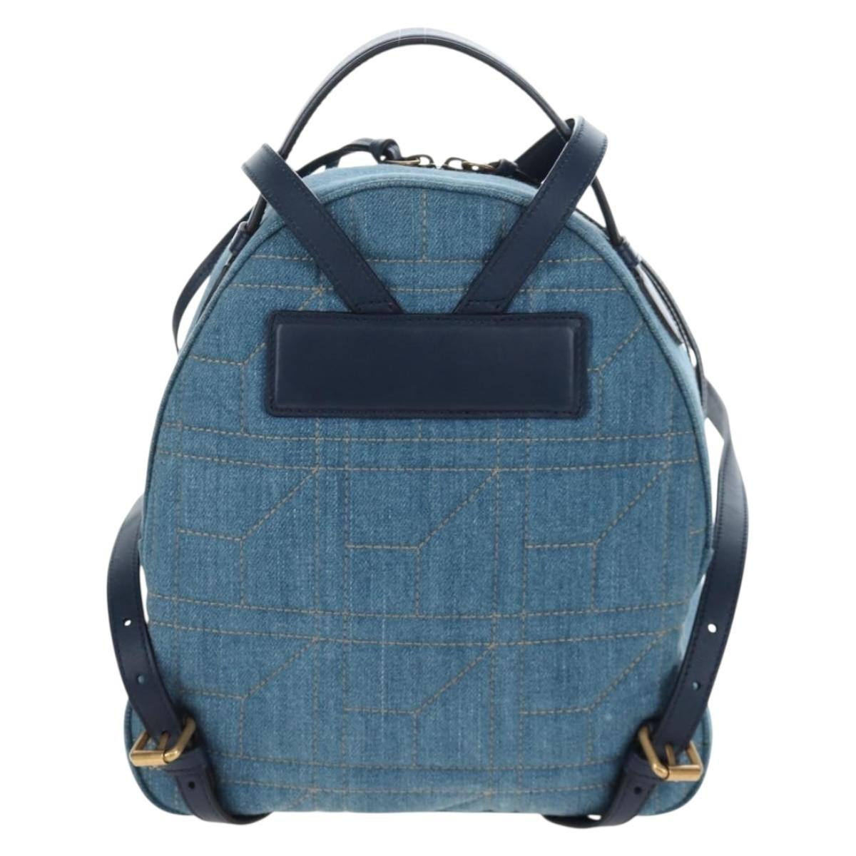 GUCCI GG Marmont Backpack Denim Blue Gold 476671 Auth 203241M