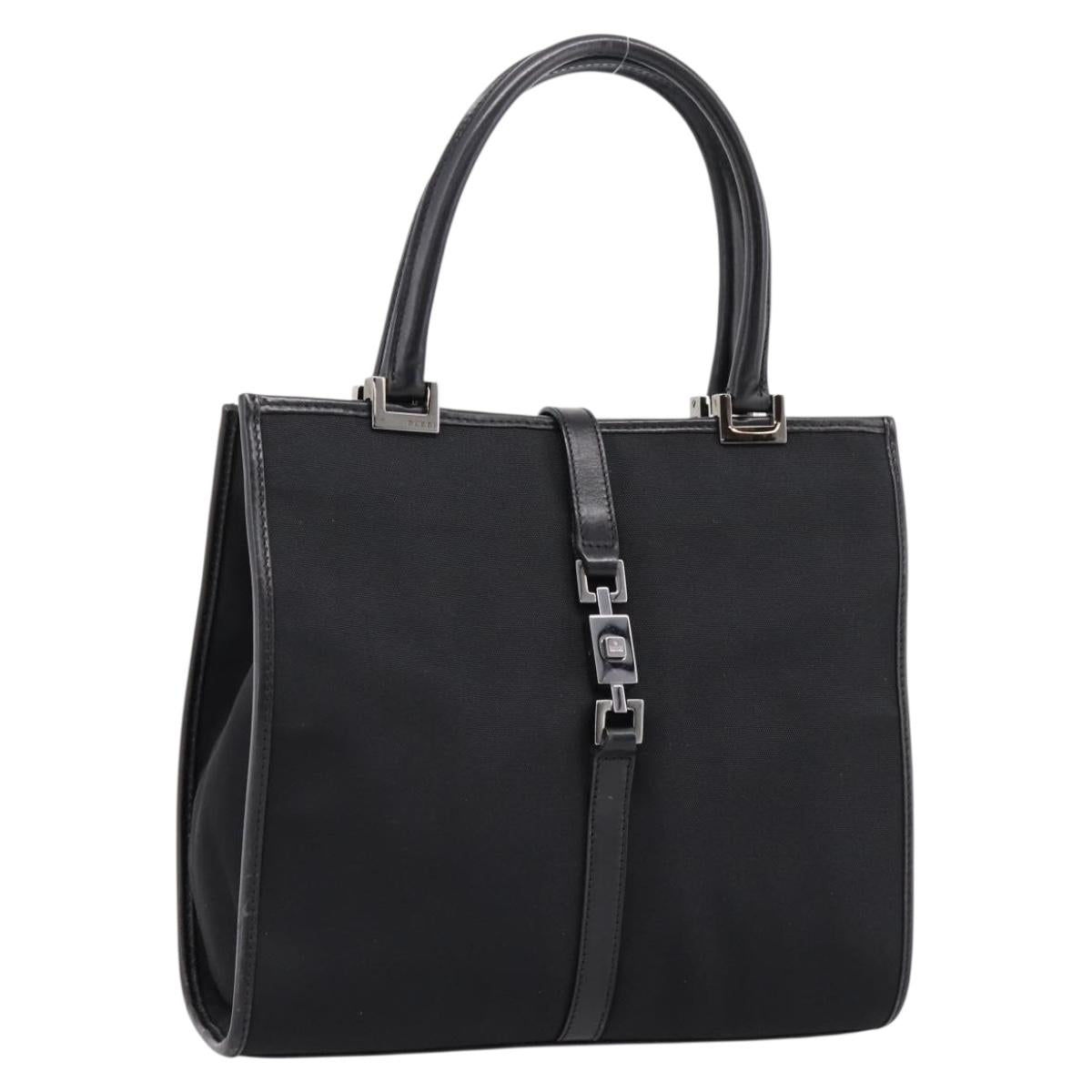 GUCCI Jackie Hand Bag Canvas Black Silver 002 1065 Auth 203243A