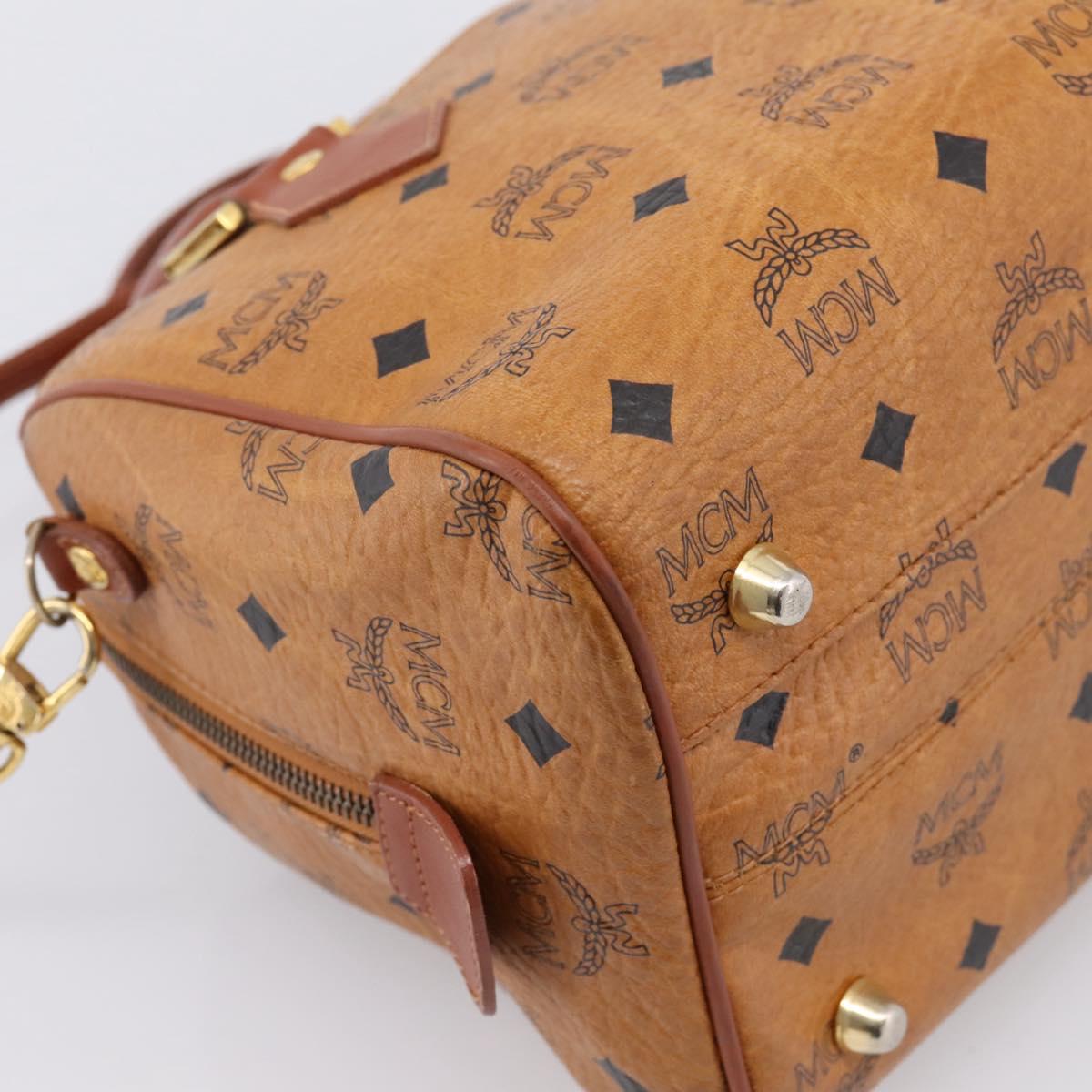 MCM Logogram Vicetos Hand Bag PVC Leather 2way Brown Gold Auth 203245A