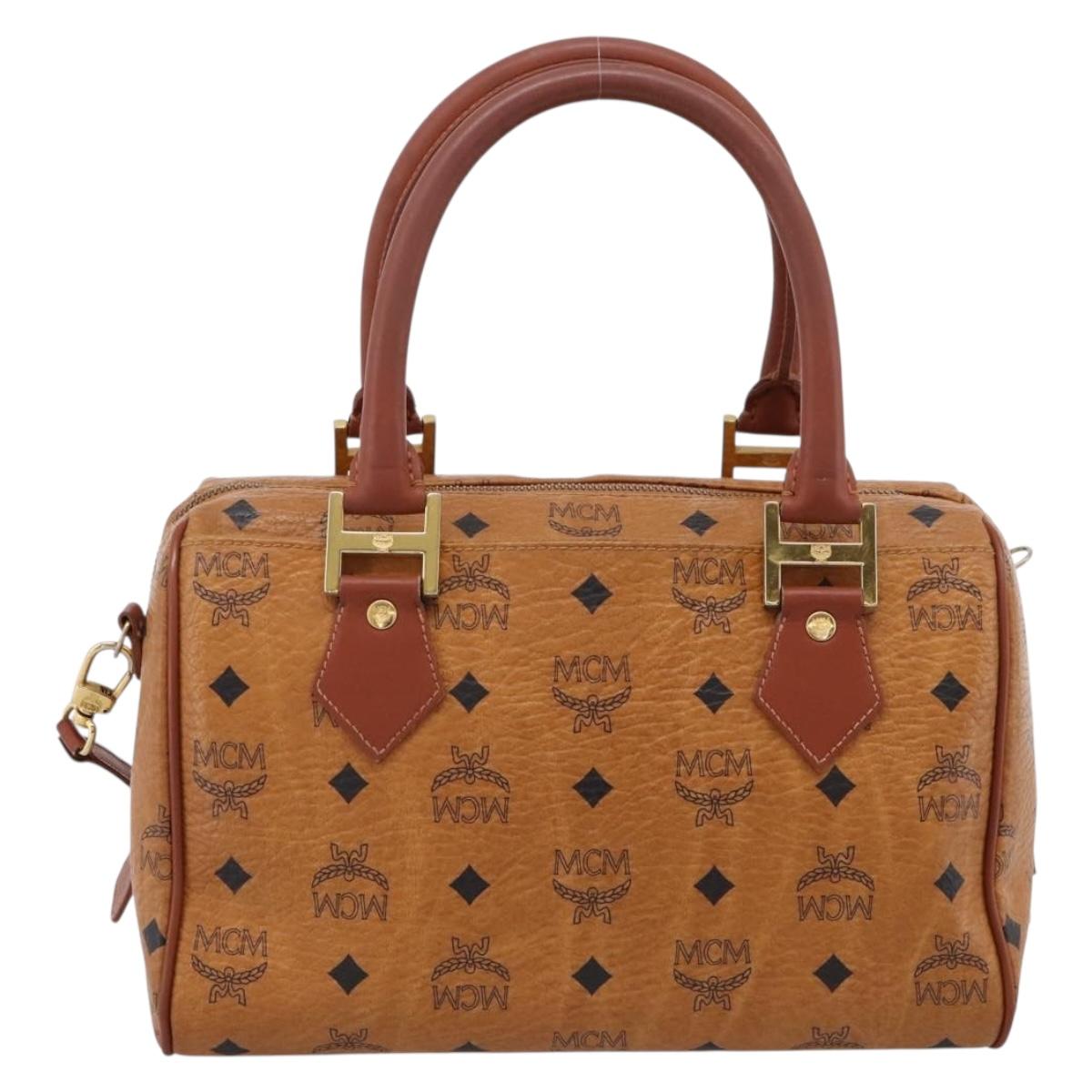 MCM Logogram Vicetos Hand Bag PVC Leather 2way Brown Gold Auth 203245A