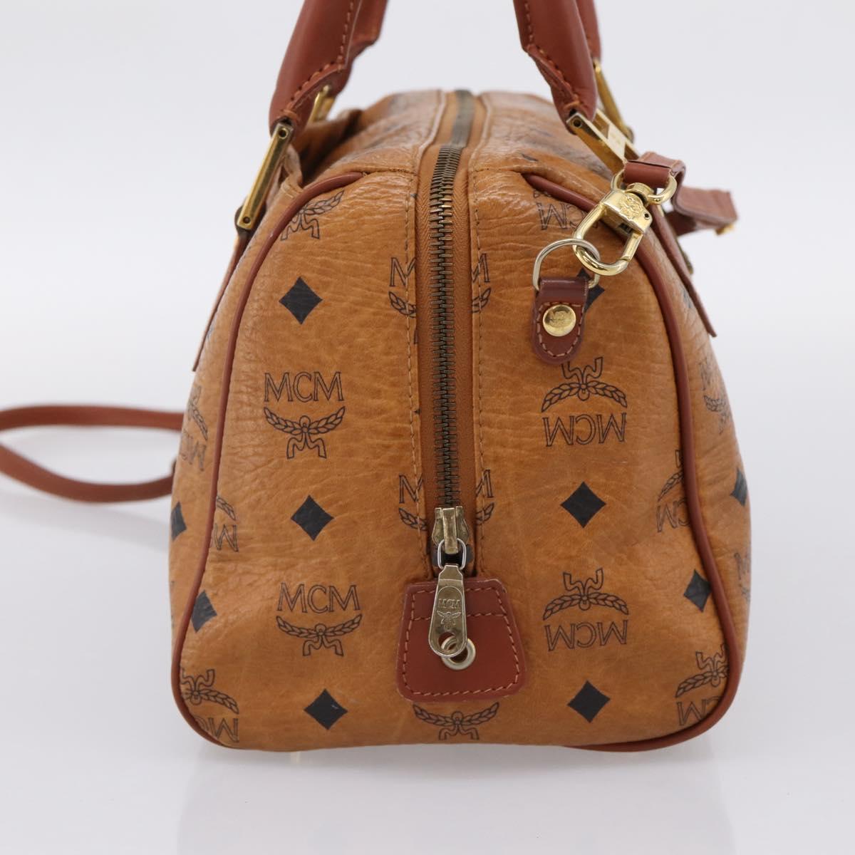 MCM Logogram Vicetos Hand Bag PVC Leather 2way Brown Gold Auth 203245A
