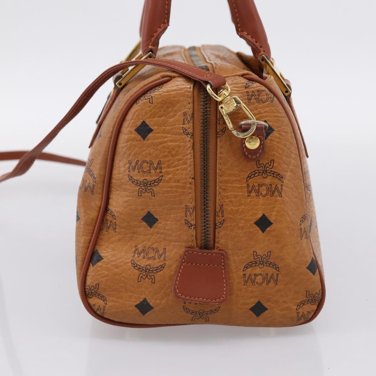 MCM Logogram Vicetos Hand Bag PVC Leather 2way Brown Gold Auth 203245A