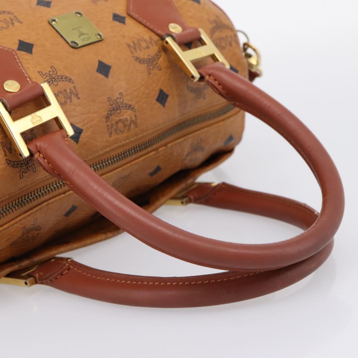 MCM Logogram Vicetos Hand Bag PVC Leather 2way Brown Gold Auth 203245A