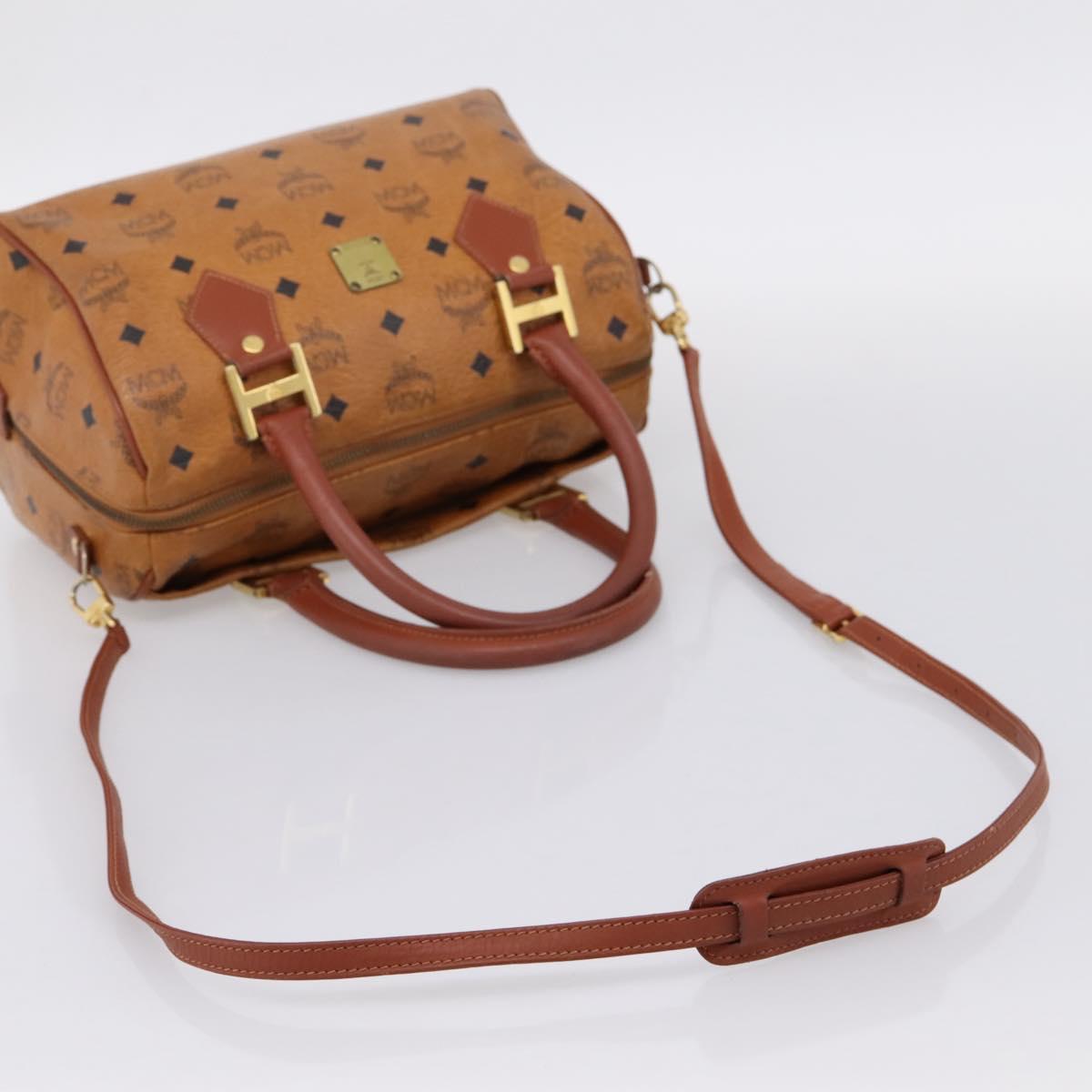 MCM Logogram Vicetos Hand Bag PVC Leather 2way Brown Gold Auth 203245A