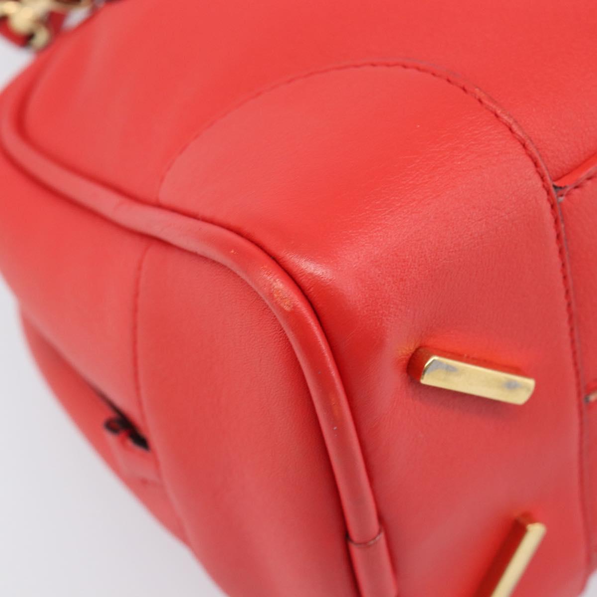 LOEWE Hand Bag Leather 2way Red Gold Auth 203246M
