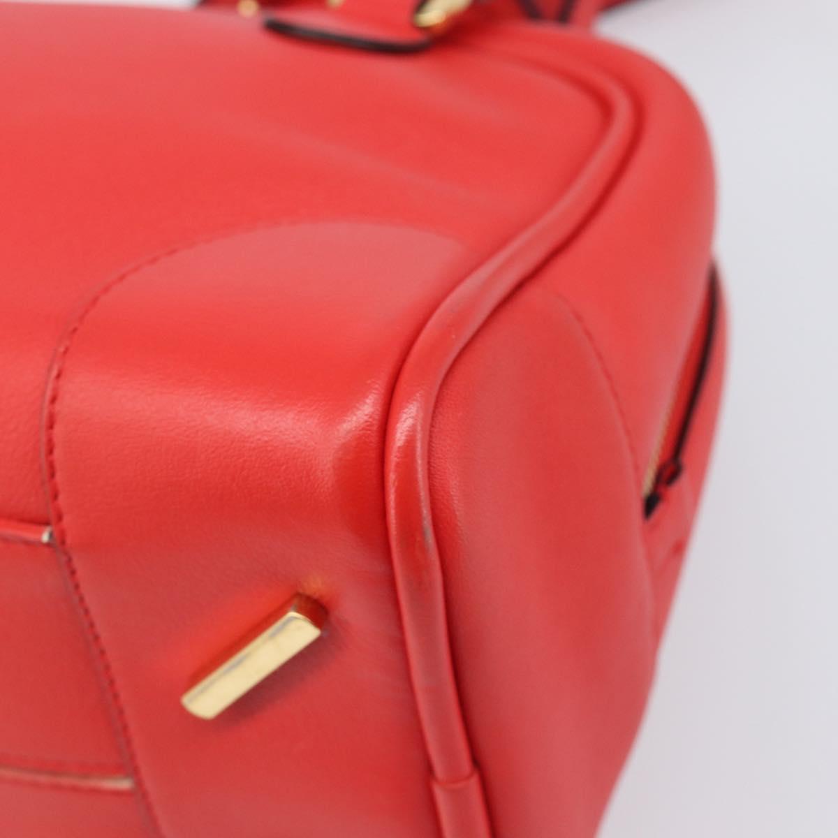LOEWE Hand Bag Leather 2way Red Gold Auth 203246M
