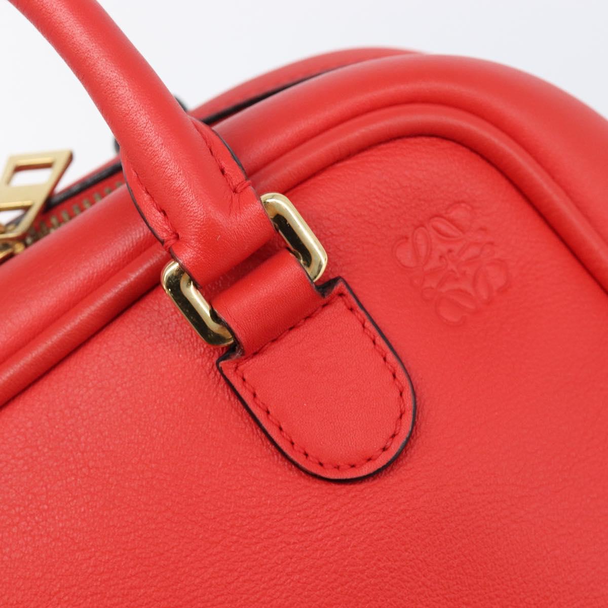 LOEWE Hand Bag Leather 2way Red Gold Auth 203246M