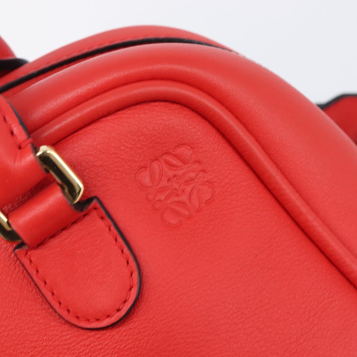 LOEWE Hand Bag Leather 2way Red Gold Auth 203246M