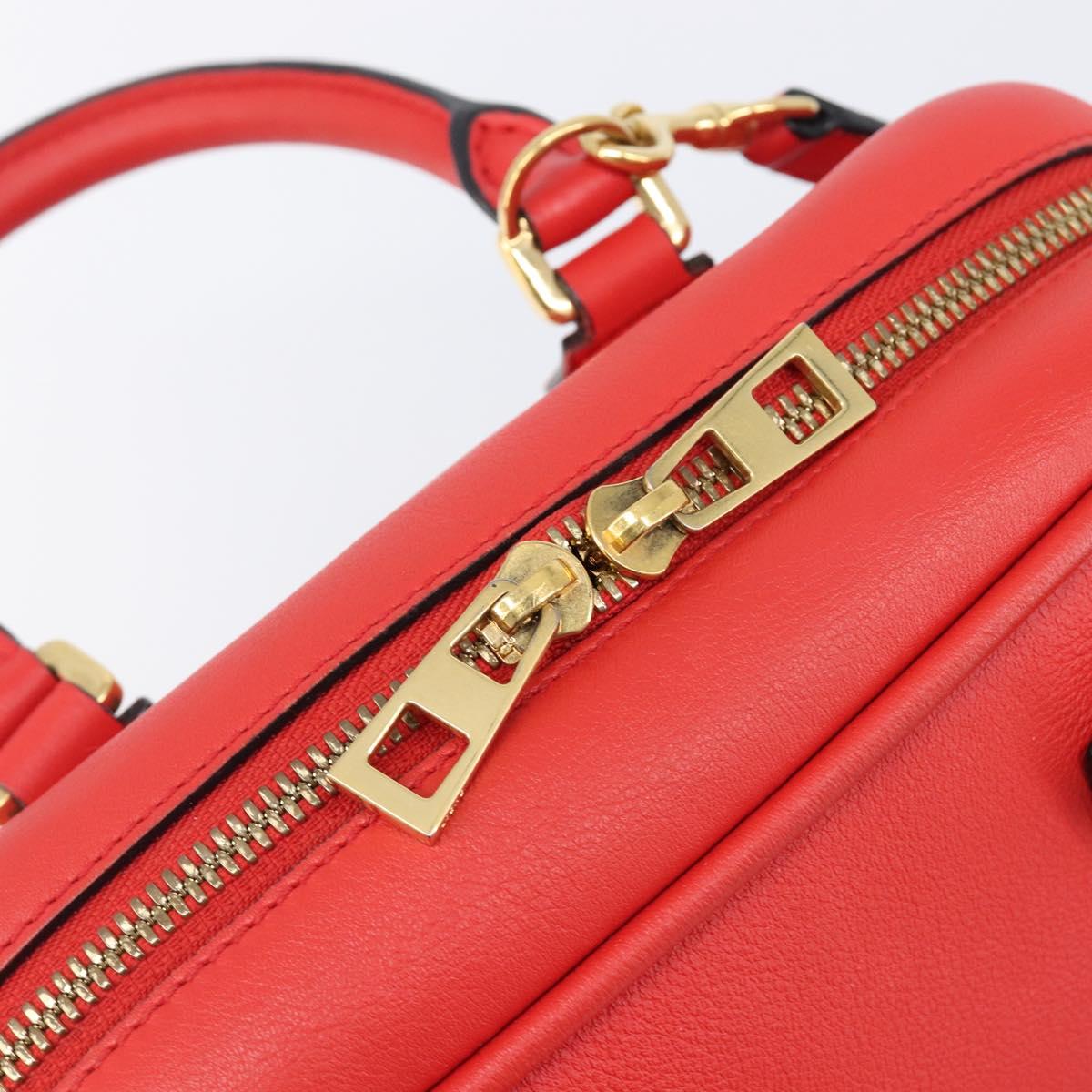 LOEWE Hand Bag Leather 2way Red Gold Auth 203246M