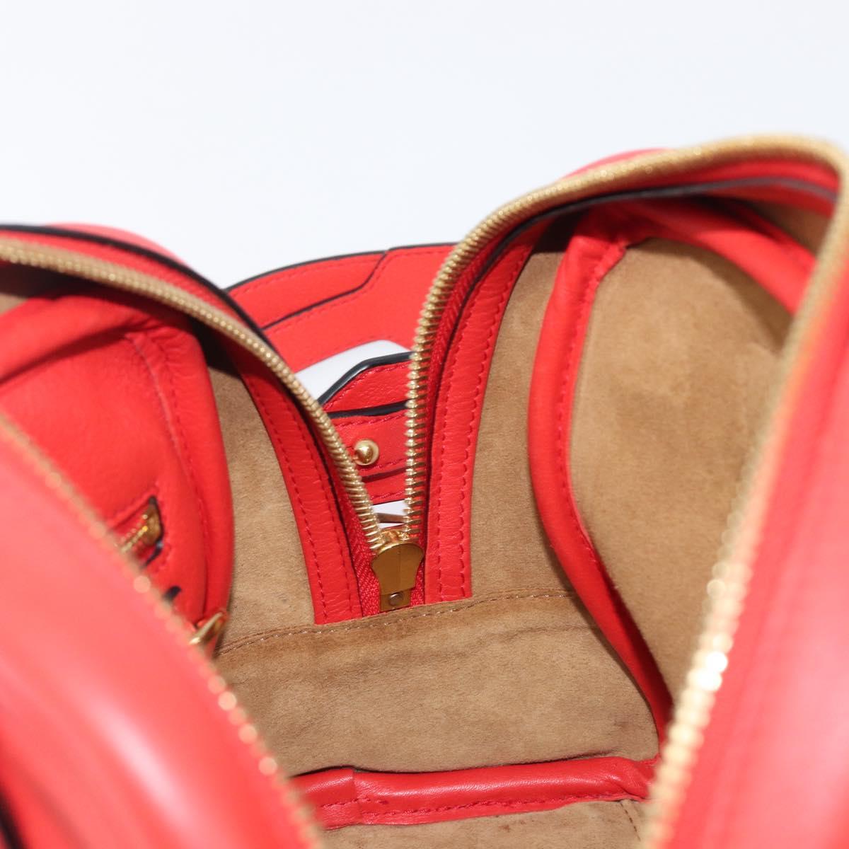 LOEWE Hand Bag Leather 2way Red Gold Auth 203246M