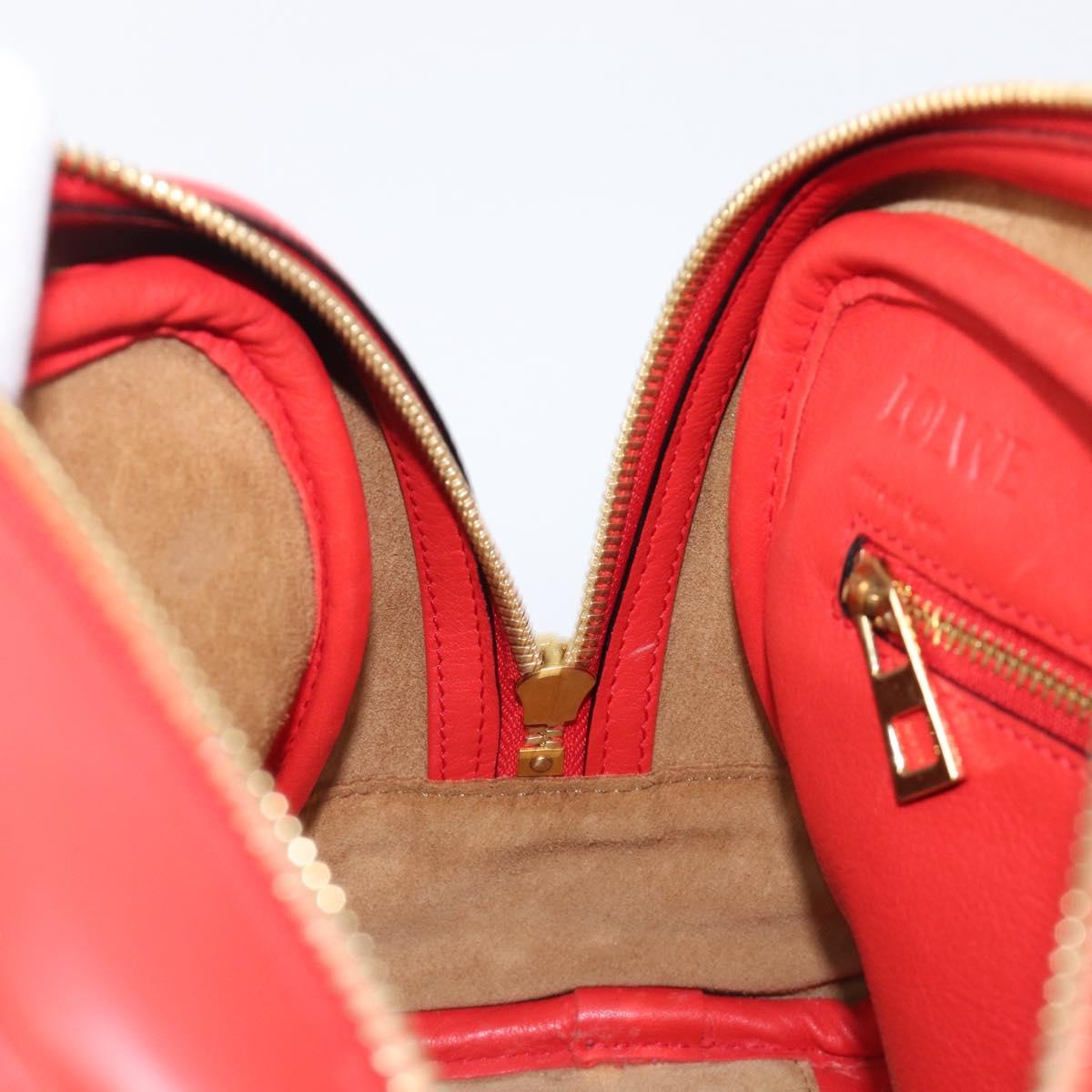 LOEWE Hand Bag Leather 2way Red Gold Auth 203246M