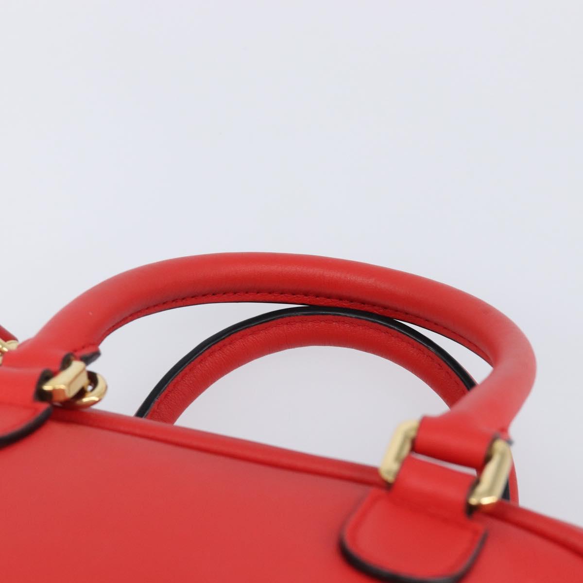 LOEWE Hand Bag Leather 2way Red Gold Auth 203246M