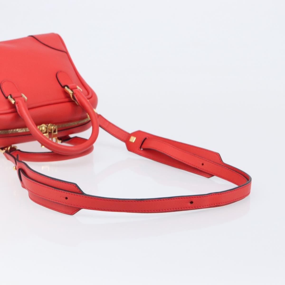 LOEWE Hand Bag Leather 2way Red Gold Auth 203246M