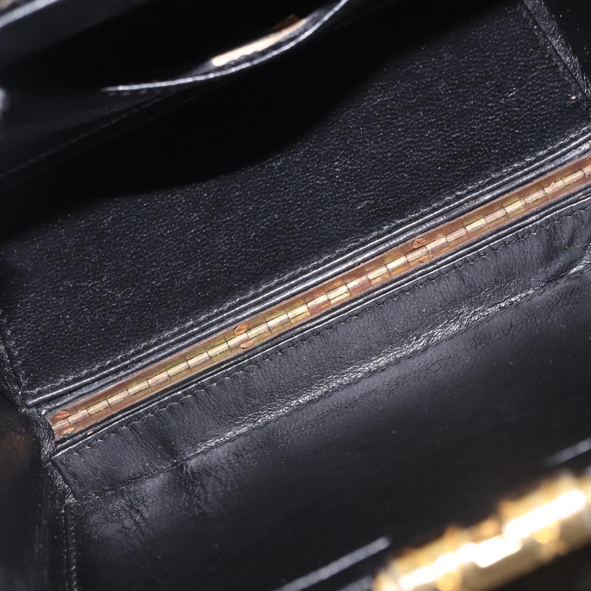 CHANEL Matelasse Shoulder Bag Patent Leather Black Gold CC Auth 203247