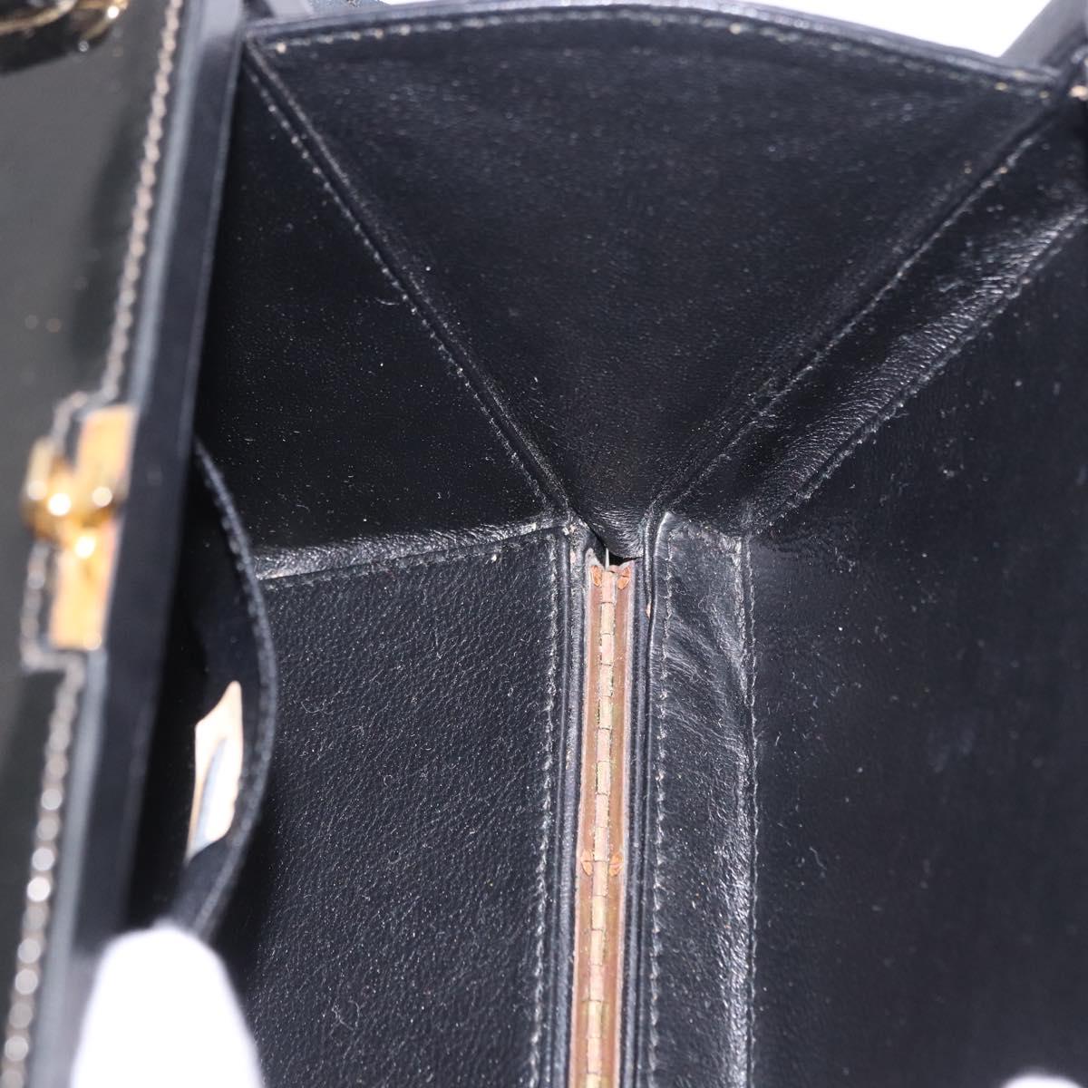 CHANEL Matelasse Shoulder Bag Patent Leather Black Gold CC Auth 203247