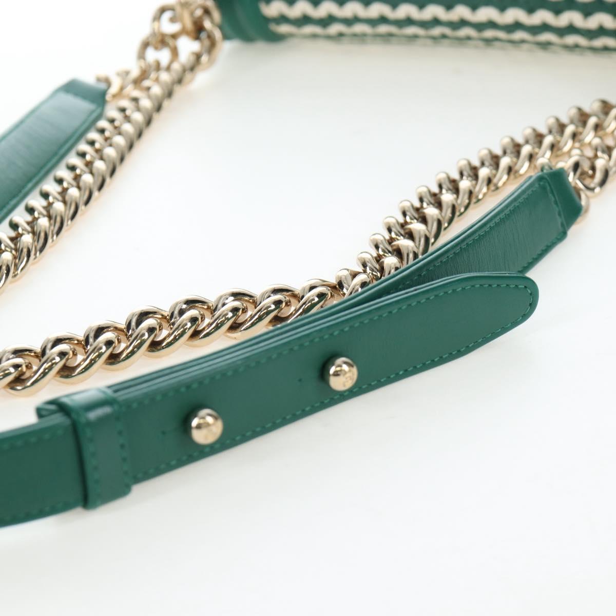 CHANEL Boy Chanel 20 Chain Shoulder Bag Leather Green Gold CC Auth 203249SAM